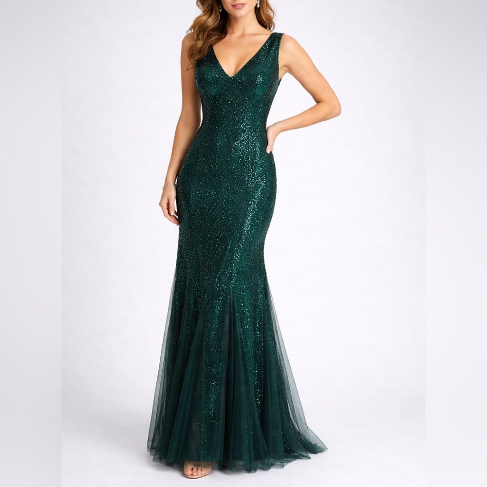 Candie's Teal Sequin Maxi Dress